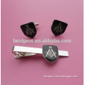 Freemason Compass Black Masons Tie Pin and Cufflinks